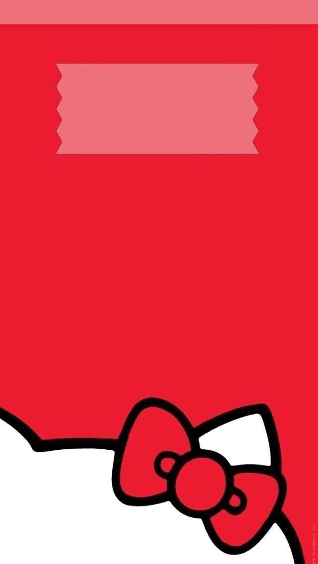 an image of a hello kitty with a bow on it's head and the word hello kitty written in red