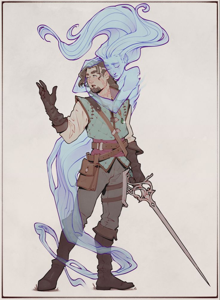 Dnd Swords Bard, Dnd College Of Swords Bard, Dnd Bard Design, Reborn Dnd Character, College Of Spirits Bard, Bard Poses, D&d Bard, College Of Swords Bard, Fighter Character Art