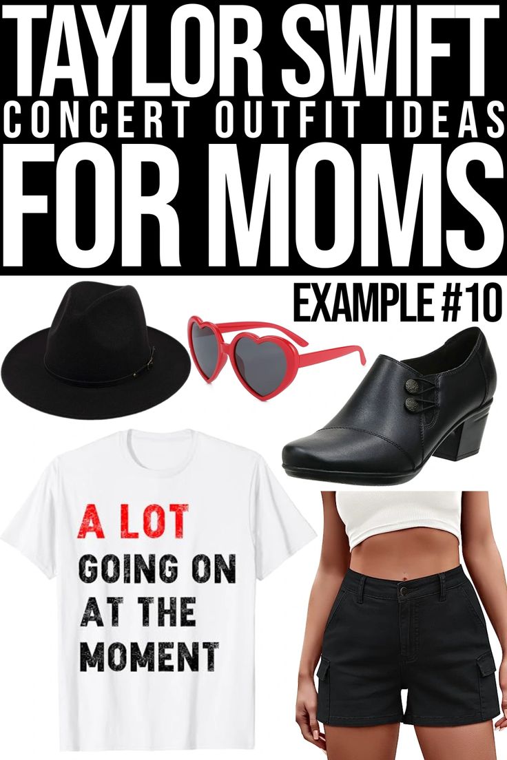 taylor swift concert outfit ideas for moms example 10, t - shirt and shorts