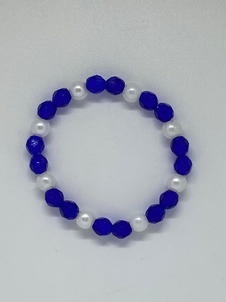 Elegant Blue Pearl Bracelet, Elegant Blue Round Pearl Bracelet, Elegant Blue Stretch Bracelet With Faceted Beads, Elegant Blue Beaded Crystal Bracelet, Blue Beaded Crystal Bangle Bracelet, Elegant Adjustable Blue Crystal Bracelet, Blue Jubilee Bracelet, Blue Crystal Bangle Jewelry, Blue Jubilee Bracelet Jewelry