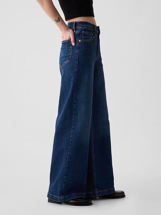 High Rise Stride Wide-Leg Jeans | Gap High Waisted Wide Leg Jeans, Jeans Look, Water Retention, Soil Health, Non Stop, Pocket Jeans, High Rise Jeans, Petite Size, Stretch Jeans