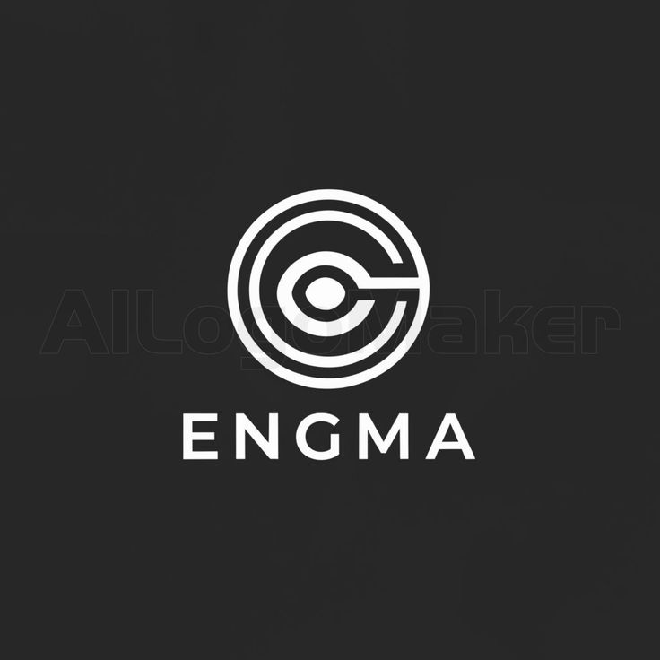 the logo for engma is shown in white on a black background, with an image of