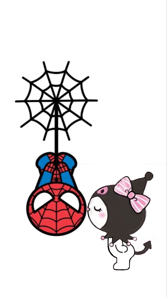 a spiderman and a girl are standing next to each other in front of a kite