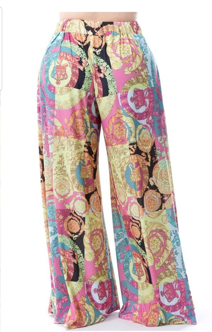 Multi color paisley print full flare with pocket, elastic bend one size(plus size) Wide Leg Bottoms With Paisley Print And Stretch, Multicolor Paisley Print Pants For Spring, Stretch Wide Leg Bottoms With Paisley Print, Stretch Multicolor Bottoms With Paisley Print, Casual Multicolor Paisley Print Bottoms, Patterned Wide Leg Pants With Paisley Print, Wide Leg Patterned Pants With Paisley Print, Spring Multicolor Paisley Print Pants, Stretch Multicolor Paisley Print Bottoms