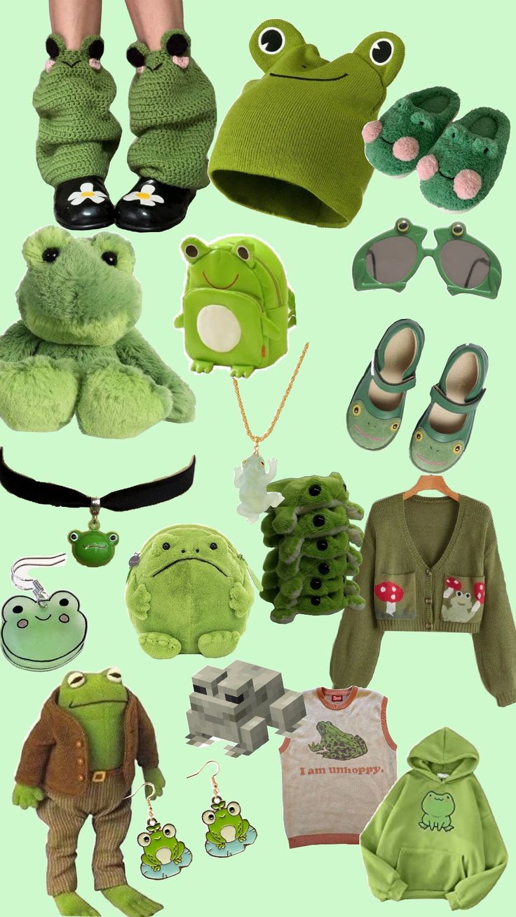 #frog #frogs #froggy Frog Hat Outfit, Frog Themed Outfit, Frog Outfit Aesthetic, Frog Aesthetic Outfit, Frog Inspired Outfit, Froggy Aesthetic, Gremlincore Outfits, Frog Fashion, Frog Clothes