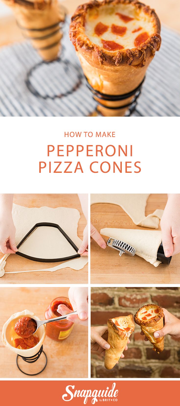 how to make peperoni pizza cones with simple ingredients such as cheese and sauce