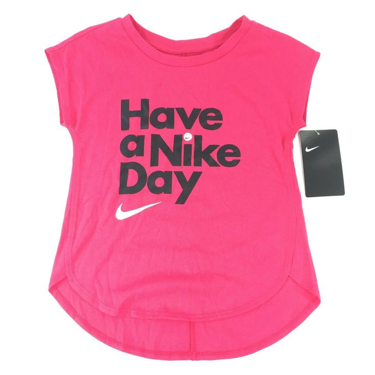 Nike Girl's Graphic T-shirt Have a Nike Day Girl's 5 or 6 Hot Pink Crew Tee NWT Size: Girl's 5 or 6  Condition: New With Tags Model: 36D083-A4Y Shipping: Items ship next business day unless it's a holiday. Your tracking number will be uploaded to eBay asap. We only ship to a confirmed PayPal address, no exceptions. Items ordered on weekdays before 3:00 pm (EST) will be shipped same day. Returns: We accept returns within 30 days of purchase date if product does not match listing description. We d Neon Green Shorts, Nike Crop Top, Hot Pink Color, T Shorts, Nikes Girl, Nike Kids, Nike Tees, Crew Neck Shirt, Baby & Toddler Clothing