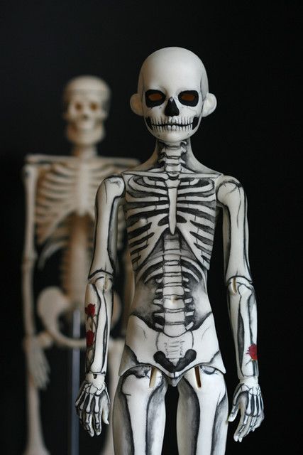 a skeleton is standing in front of another skeleton