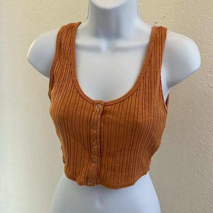 This Is A Brand New With Tags, Super Cute Peach Crop Tank Top By Wild Fable. Size Is Xs Casual Crop Top Tank For Day Out, Spring Orange Cropped Crop Top, Orange Crop Top Tank Top, Trendy Orange Cotton Crop Top, Casual Brown Cropped Tank Top, Spring Orange Cotton Crop Top, Orange Cotton Crop Top For Summer, Casual Tank Crop Top For Vacation, Casual Brown Sleeveless Crop Top