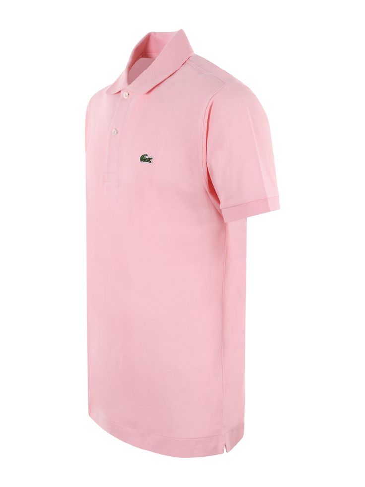 Lacoste polo shirt in light pink cotton piqué. Ribbed collar. Short sleeve. Closure with 2 buttons. Front logo. Classic fit. Size in photo 3 French (S) 100% cottonComposition: 100% Cotton Pink Cotton Polo Shirt With Polo Collar, Classic Fitted Pink Polo Shirt, Pink Cotton Polo Shirt, Classic Pink Polo Shirt, Classic Pink Collared Polo Shirt, French Clothing Brands, René Lacoste, Crocodile Logo, Burberry Shop