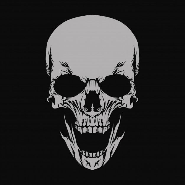 a white skull on a black background