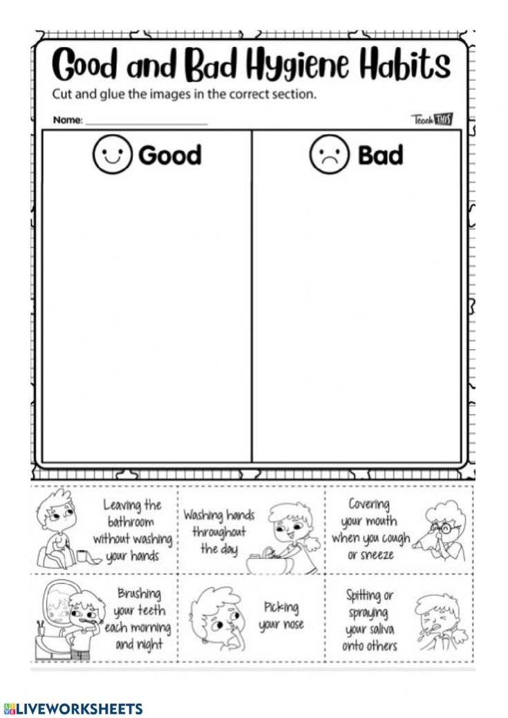 the good and bad hygiene worksheet for students to use in their writing skills