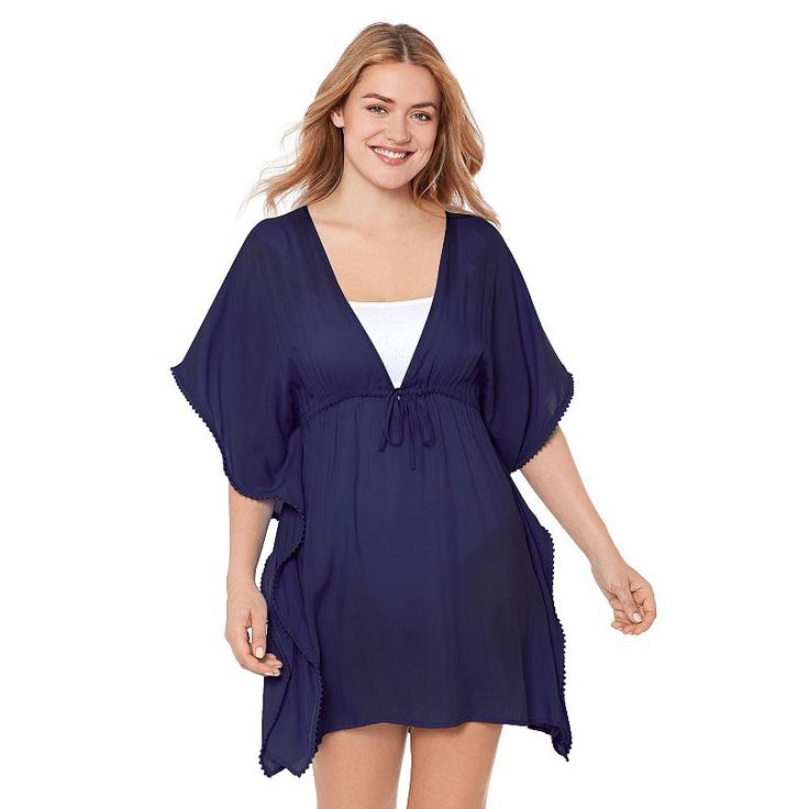 Hit the beach in style wearing this Women's DRAPER JAMES RSVP™ Caftan Swim Cover Up.Click on this WOMEN'S GUIDE to find the perfect fit and more! Hit the beach in style wearing this Women's Draper James Caftan Swim Cover Up. Click on this WOMEN'S GUIDE to find the perfect fit and more! FEATURES Full coverage Smooth knit construction Straight hem No closure - pull-on styling Batwing sleeves Short sleeves Partially lined V-neckFIT & SIZING 35 1/4-in. length from shoulder to hemFABRIC & CARE Rayon Blue V-neck Swim Dress For Beachwear, Blue Flowy Breezy Cover-up, Blue Breezy Flowy Cover-up, Short Sleeve Swim Dress For Beach Cover-up, Beachwear Swim Dress With Short Sleeve For Beach Cover-up, Blue Tunic Cover-up For Spring, Blue V-neck Swim Dress For Beach Season, Casual Blue Cover-up With Upf 50+, Summer Beach Dress With Short Sleeves For Pool