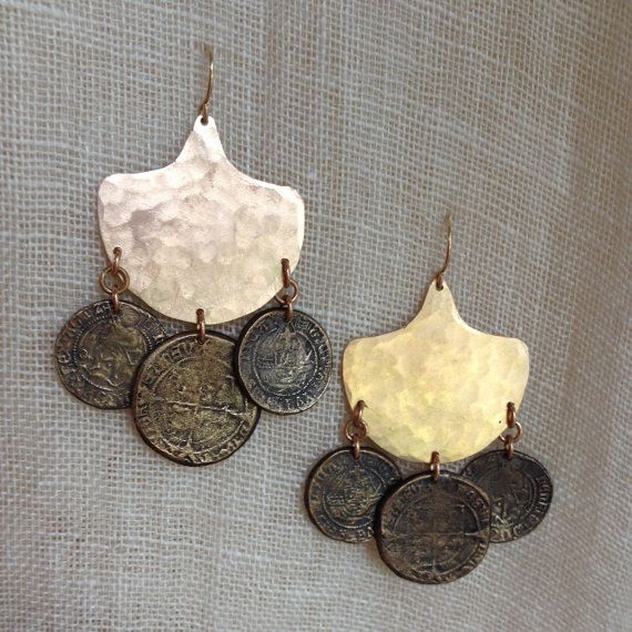 Traveler Chandelier Earrings with bronze coins Romani Jewelry, Bronze Jewelry Handmade, Bronze Cuff Bracelet, Rare Crystals, Ancient Jewels, Arrow Earrings, Bronze Jewelry, Coin Earrings, Franklin Tn