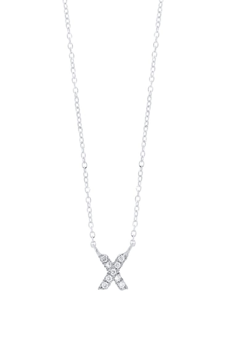 This handcrafted necklace brings polished personality to your stack with a diamond-lined initial pendant. 18" length Total diamond weight: 0.04ct. Color: G Clarity: VS 18k gold/diamond Imported >Diamond Guide Elegant Initial Pendant Necklace With Single Cut Diamonds, Elegant Sterling Silver Diamond Necklace With Initial Pendant, Formal Diamond Necklace With Initial Pendant, Elegant Initial Pendant Necklace With Cable Chain, Elegant Diamond Necklace With Initial Pendant, Elegant Pendant Initial Necklace With Cable Chain, Formal Fine Jewelry Diamond Necklace With Initial Pendant, Elegant Diamond Cut Initial Pendant Necklace, Formal Diamond Initial Pendant Necklace