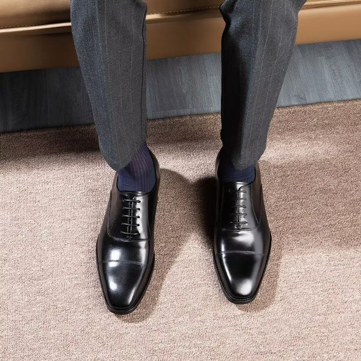 Elevate your style game with our exquisite Luxury Smooth Pattern Oxford Dress Shoes. Crafted with the finest quality materials, including genuine cow leather and luxurious pigskin lining, these shoes exude sophistication and durability. With meticulous attention to detail and a captivating smooth pattern, these shoes are the perfect choice for any formal event or office setting. Invest in these shoes and experience the perfect blend of style, comfort, and durability. Elevate your footwear collec Fitted Slip-on Oxfords For Formal Occasions, Goodyear Welted Lace-up Business Shoes, Oxford Dress Shoes With Leather Lining And Pointed Toe, Oxford Lace-up Closed Toe Business Shoes, Business Oxfords With Leather Sole And Round Toe, Timeless Round Toe Business Lace-up Shoes, Elegant Business Oxfords With Rubber Sole, Business Lace-up Shoes With Almond Toe, Timeless Pointed Toe Business Dress Shoes