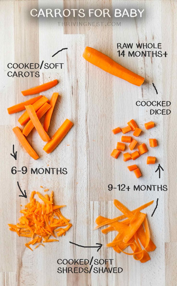 carrots are cut up and arranged on a wooden surface with the words carrots for baby