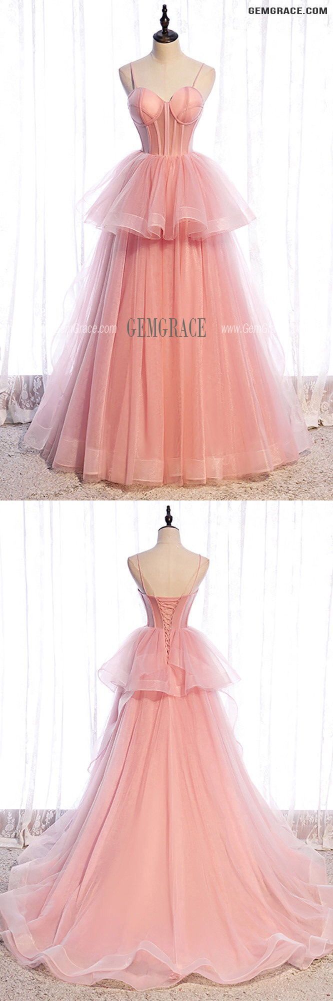 Pink Tulle Dresses For Prom Season, Elegant Tulle Ball Gown For Sweet 16, Tulle Ball Gown With Fitted Bodice For Homecoming, Homecoming Tulle Ball Gown, Pink Sweetheart Neckline Ball Gown For Debutante Ball, Pink Ball Gown With Sweetheart Neckline For Debutante Ball, Princess Style Quinceanera Dress With Ruffles For Party, Tulle Quinceanera Dress With Corset Back For Debutante Ball, Sweet 16 Tulle Ball Gown With Ruffles