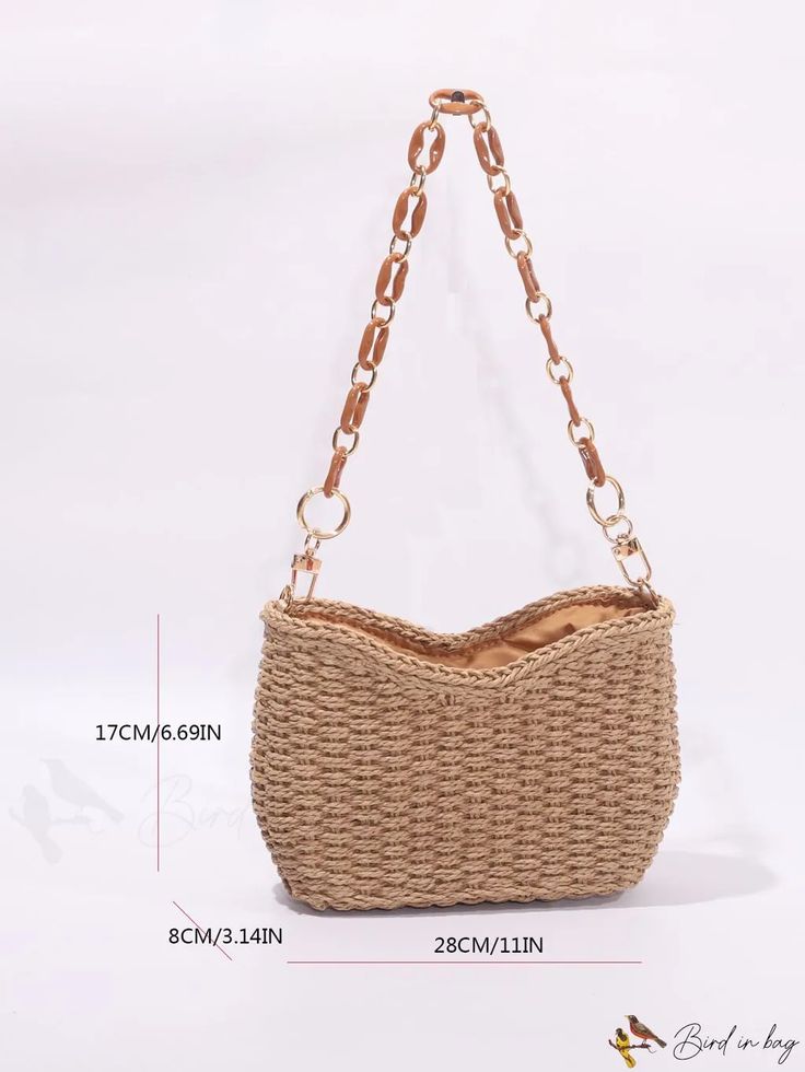 BirdinBag - Chic and Stylish Vacation Woven Bag Everyday Crossbody Straw Bag With Removable Pouch, Everyday Satchel With Braided Handles In Pouch Shape, Beige Pouch Shoulder Bag With Handles, Everyday Pouch Bags With Braided Handles, Versatile Beige Shoulder Bag With Braided Handles, Beige Shoulder Bag With Braided Handles, Summer Pouch Baguette Bag For Everyday Use, Versatile Rectangular Hobo Bag With Braided Handles, Beige Pouch Bag With Handles