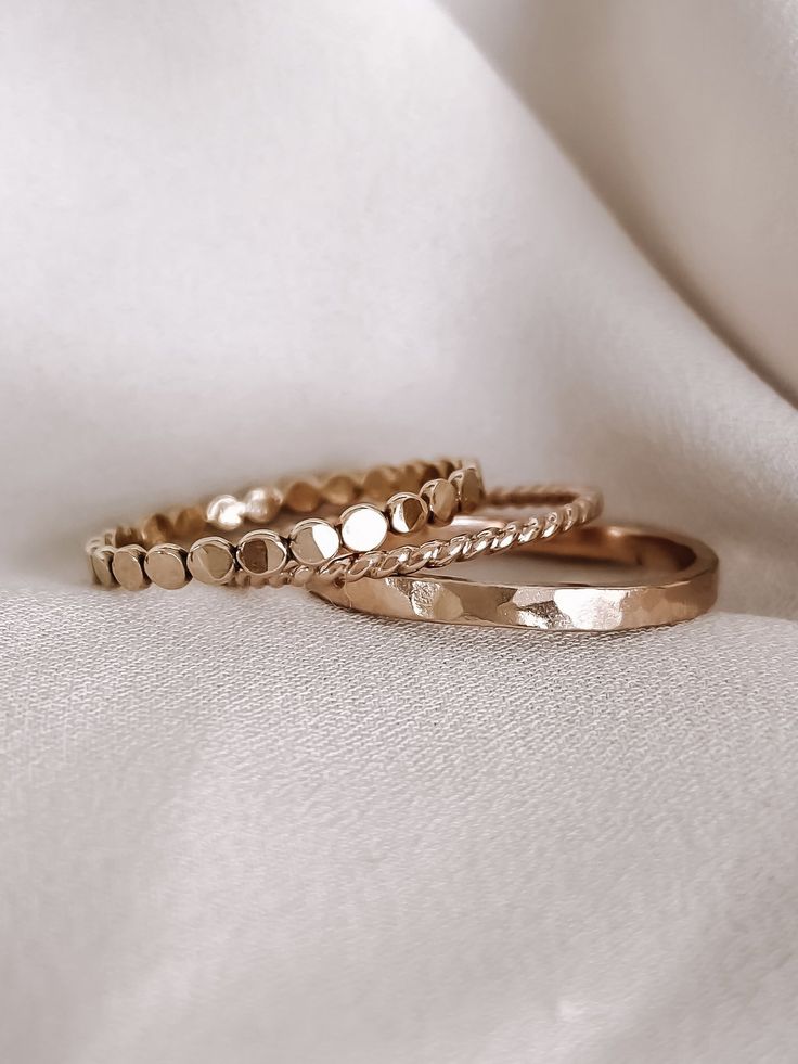 Silver stacking rings set of 3 Stack Up Rings, Made By Mary Rings, Everyday Gold Rings, Everyday Ring Stack, Solitaire Ring Stack, Rose Gold Ring Stack, Stacking Rings Ideas, Ring Stacking Ideas, Gold Stackable Rings