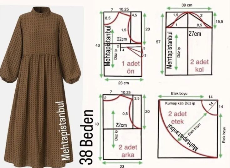 the pattern for this dress is shown in three different sizes and has an attached neckline