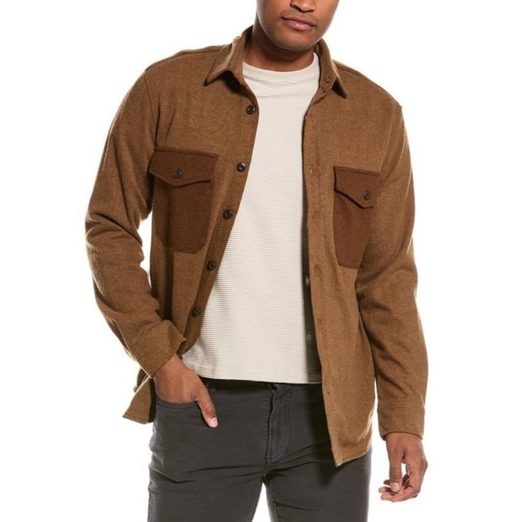 Brand New With Tags Surplus Wool Shirt Jacket. Excellent Condition Smoke Free Home. No Damage Brown Single Breasted Long Sleeve Utility Jacket, Brown Single-breasted Long Sleeve Utility Jacket, Brown Shirt With Casual Collar For Fall, Brown Casual Collar Shirt For Fall, Casual Collar Khaki Outerwear For Fall, Khaki Outerwear With Casual Collar For Fall, Khaki Winter Tops With Flap Pockets, Winter Khaki Tops With Flap Pockets, Brown Long Sleeve Utility Jacket With Snap Buttons