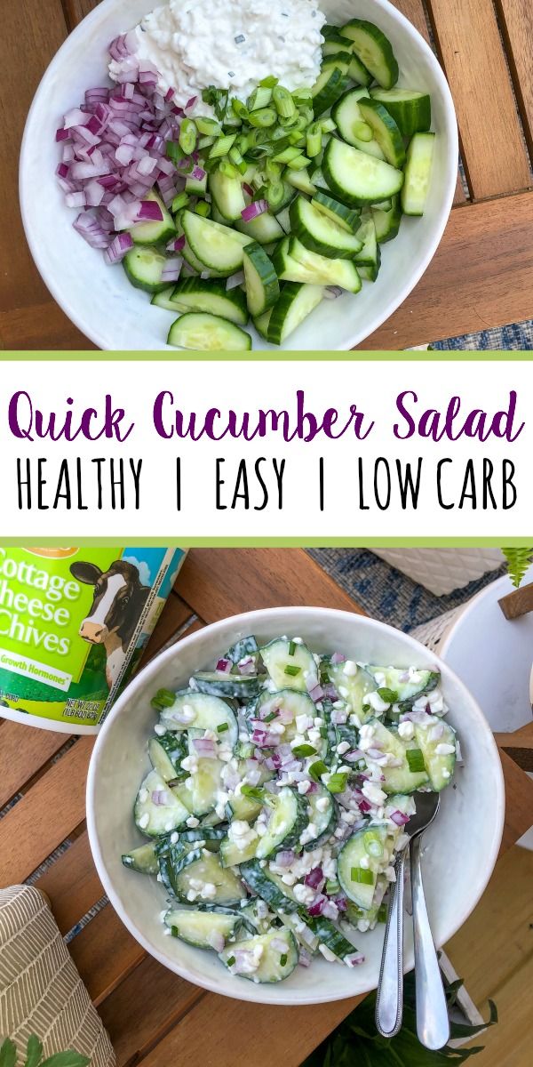 two bowls filled with cucumber salad on top of a wooden table