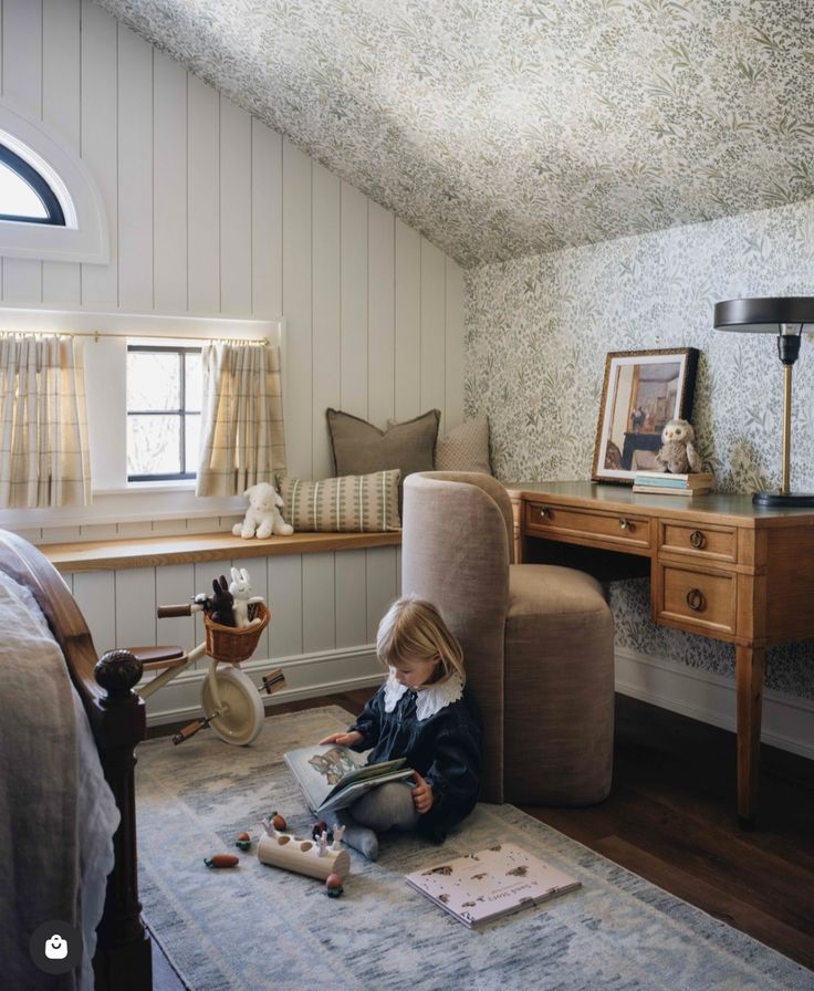 Cottage Build, House Moodboard, Rolly Polly, Childrens Rooms, Playroom Wallpaper, Kids Rooms Inspo, Eagle Mountain, Wallpaper Ceiling, Kid Bedroom