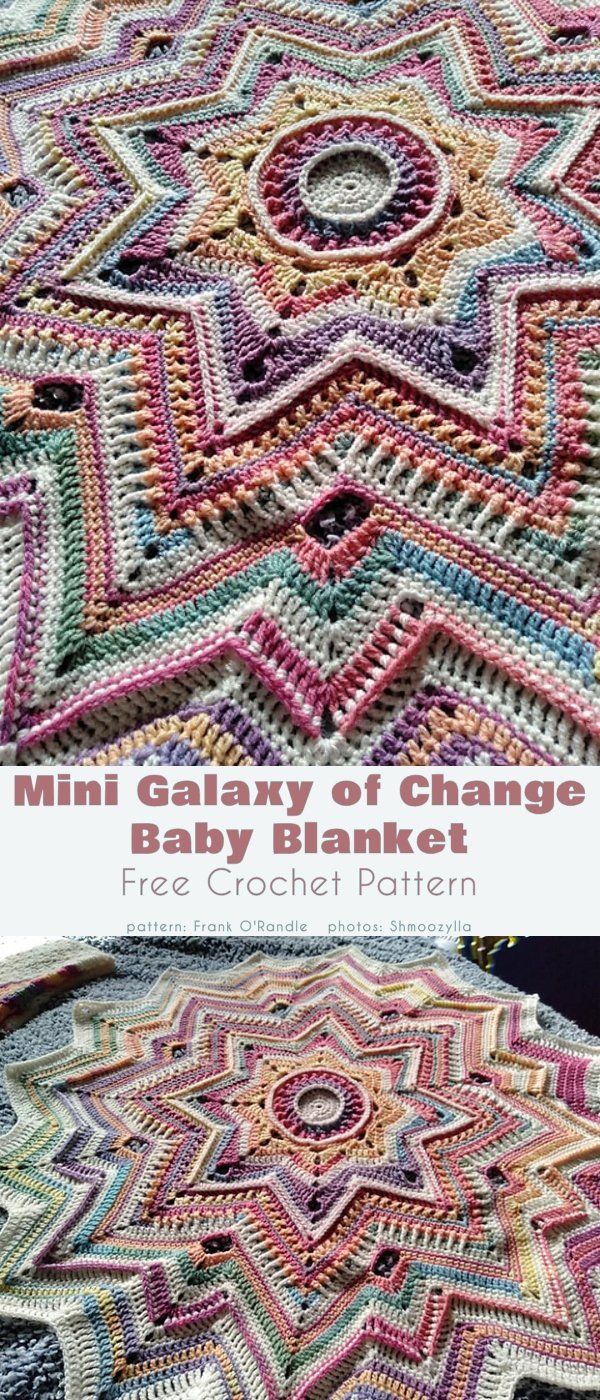 a crocheted blanket with the words, mini galaxy of change baby blanket