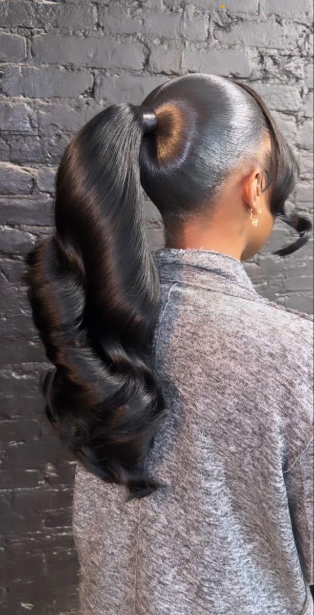 Slick Ponytail, Weave Ponytail Hairstyles, Sleek Ponytail Hairstyles, Black Ponytail Hairstyles, Quick Weave Hairstyles, Cute Box Braids Hairstyles, Pretty Braided Hairstyles, Slick Hairstyles, Dope Hairstyles