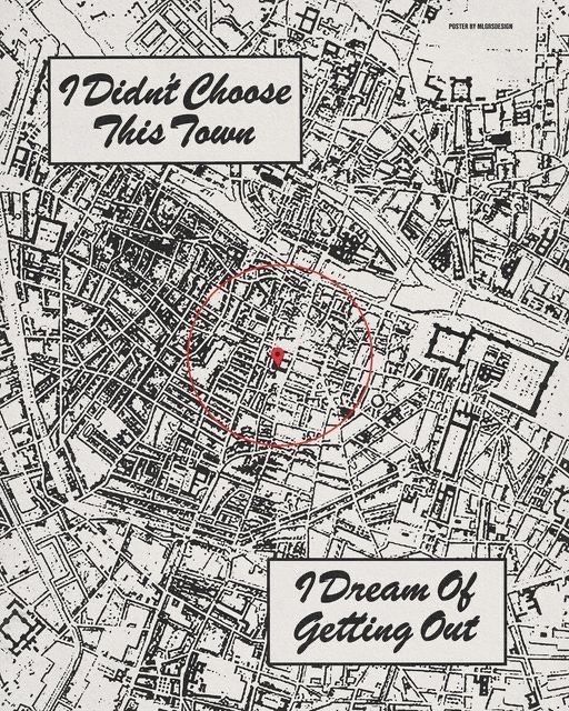 an old map shows the location of some buildings and roads in this area, with red marker