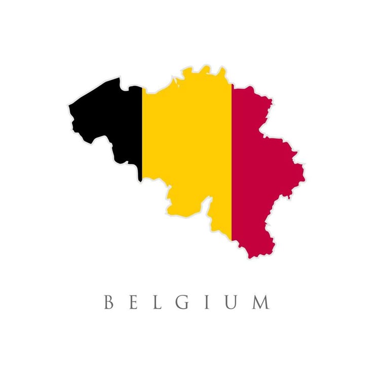 the belgium flag and map on a white background with black, yellow and red stripes