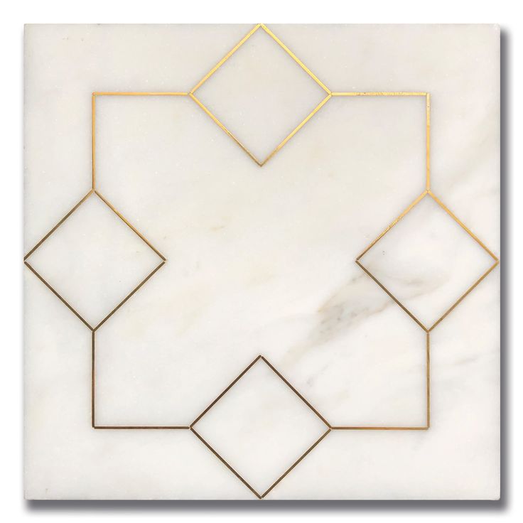 a white marble tile with gold lines and square shapes in the shape of an x