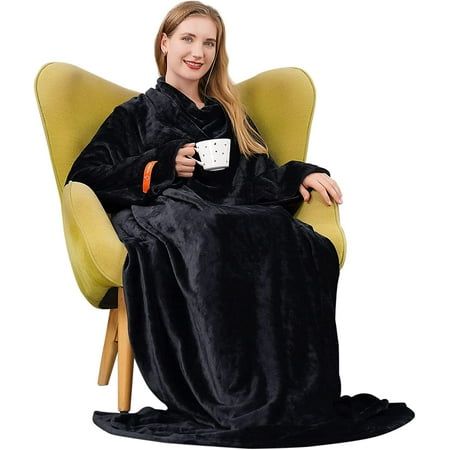 Good choice to gift this Winthome TV blanket for your family and friends who love lounging at home, watching TV or playing video games. Size: 55.1" x 66.9".  Color: Black. Vinegar Hair Rinse, Blanket With Sleeves, Apple Cider Vinegar For Hair, Wearables Design, Super Soft Blanket, Hair Rinse, Soft Corals, Wearable Blanket, Body Warmer