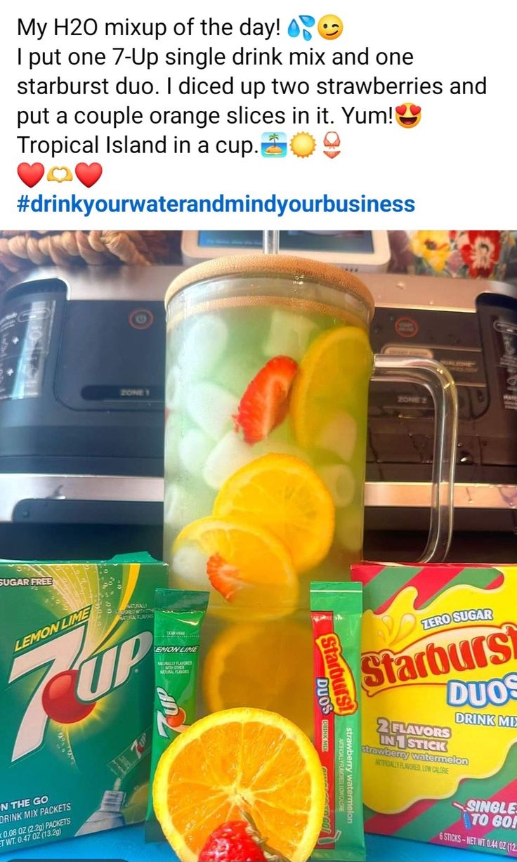 an image of drinks and snacks on the counter