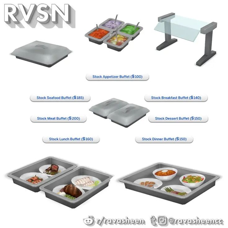 an assortment of different types of food in trays and on the same table as shown