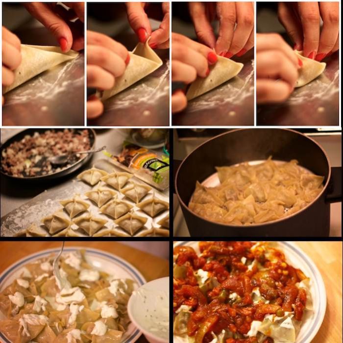 there are many different pictures of food being made