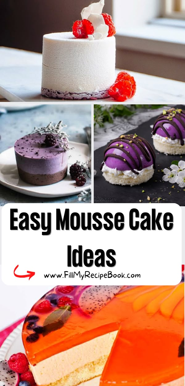 Easy Mousse Cake Ideas recipes for your to create a tasty and delicious dessert, snack, filled with flavor and decorated for fine dining. Mini Mousse Cake Recipes, Mousse Cheesecake Recipes, Mini Mousse Cakes, Mini Fancy Desserts, Mousse Recipes Cake, Fruit Mousse Recipes, Moulded Desserts, Mousse Cake Ideas, Entremet Recipes