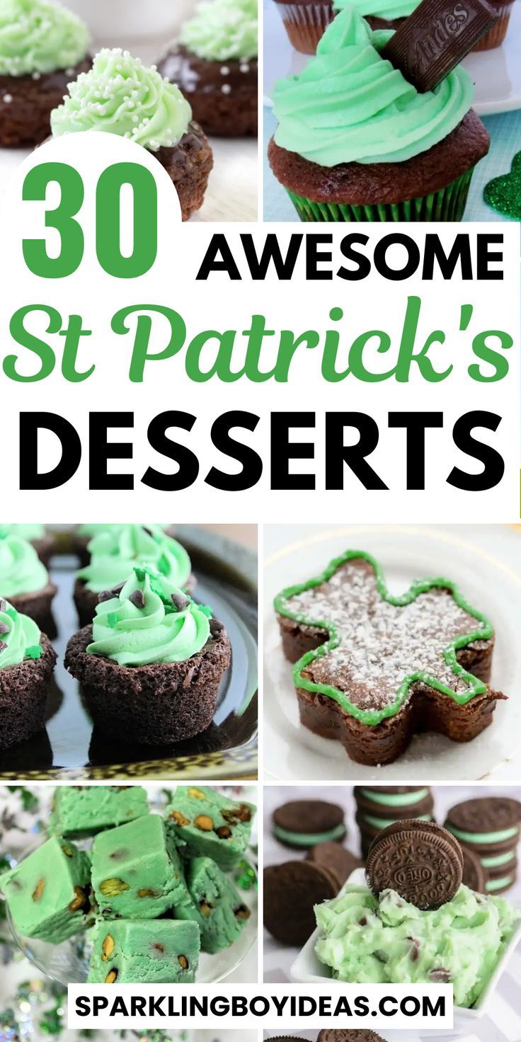 Looking for the perfect St Patricks Day desserts? Look no further! Impress your guests with our Leprechaun desserts or Four-leaf clover desserts. From St Patricks Day cookies, St Patricks Day cupcakes, to St Patricks Day cakes and more to find. Our St Patricks Day dessert recipes are easy to follow and perfect for anyone who loves celebrating St. Patrick's Day. So if you're looking for St Patricks Day treats, then check out these St Patricks Day desserts. Cookies St Patricks Day, St Patricks Day Desserts, St Patricks Day Dessert, St Patricks Desserts, St Patricks Day Cupcakes, St Patricks Day Treats, St Patricks Day Cookies, Irish Dessert Recipes, St Patricks Food