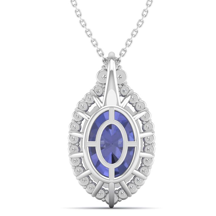 This elegant oval-shaped pendant features a stunning tanzanite surrounded by sparkling diamonds, creating a timeless and sophisticated piece of jewelry. Perfect for adding a touch of glamour to any outfit, this pendant is sure to make a statement and become a cherished addition to any jewelry collection. Metal: 14K Gold Setting Type: Prong Rhodium Finish: Yes, on White Gold Gemstone Details: Gemstone: Tanzanite Shape: Oval Average Dimensions: 11.55 x 8.88 MM Quantity: 1 Average Cut: Very Good Av Elegant Oval Tanzanite Necklaces, Elegant Tanzanite Oval Pendant Necklace, Dance Jewelry, Birthstone Gifts, Ring Pendant Necklace, Sparkle Diamonds, Mens Wedding Bands, Bridal Rings, Pendant Earrings