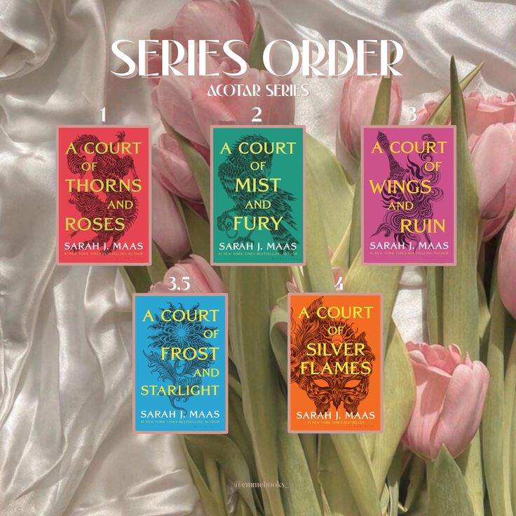 the cover of series order, featuring pink tulips in front of white satin