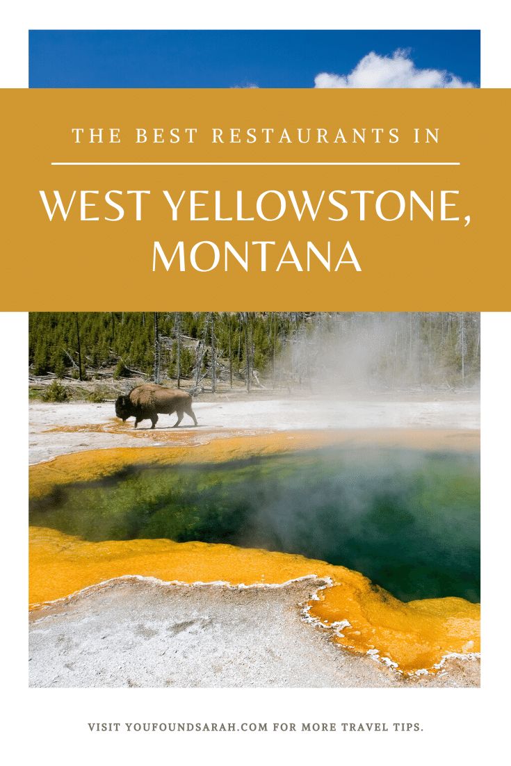 the best restaurants in west yellowstone, montana with an image of a bison walking by