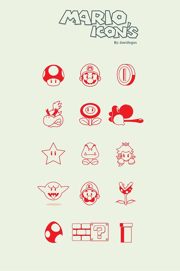 mario icons are shown in red and white