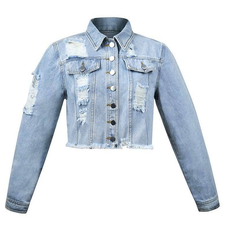 Looking for a stylish yet versatile piece for your wardrobe? This cropped denim jacket (also known as a cropped jean jacket) is designed with a button front and long sleeves, making it the perfect layering option for any season. Crafted from durable, high-quality denim, this jacket offers both style and longevity. Whether you're going for a casual look or something a bit more polished, this non-stretch denim jacket effortlessly elevates any outfit. Pair it with your favorite dress or jeans for a Short Denim Jacket, Jeans Coat, Ladies Short Jackets, Denim Essentials, Jeans Collection, Ripped Shorts, Layered Fashion, Short Denim, Female Clothing