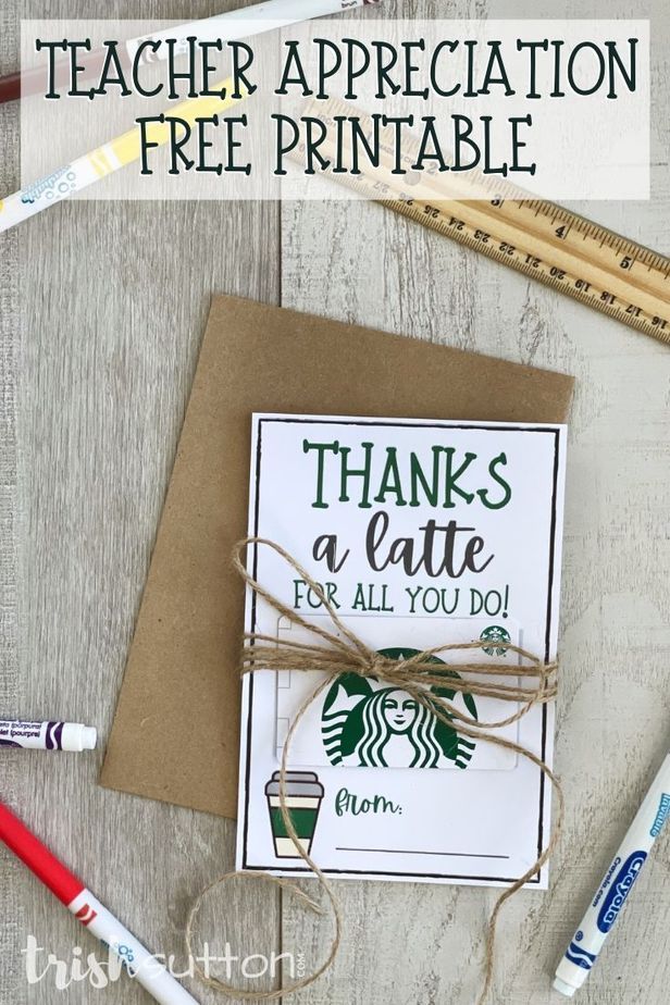 a teacher appreciation free printable is shown with some pens and pencils on the table