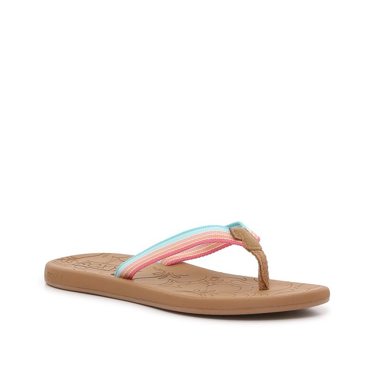 Roxy-Gianna Flip Flop Freshen up your warm weather shoe collection with the Gianna flip flop from Roxy. This casual pair is fashioned with bright stripes and easily pairs with anything from shorts to beach wear! Casual Rainbow Synthetic Sandals, Multicolor Synthetic Flip Flops For Swimming, Comfortable Multicolor Synthetic Flip Flops, Multicolor Cushioned Synthetic Flip Flops, Multicolor Synthetic Flip Flops With Cushioned Footbed, Casual Rainbow Sandals For The Beach, Multicolor Cushioned Sandals For Beach, Rainbow Sandals For Spring Beach Outing, Casual Multicolor Flip Flops For Beach Season