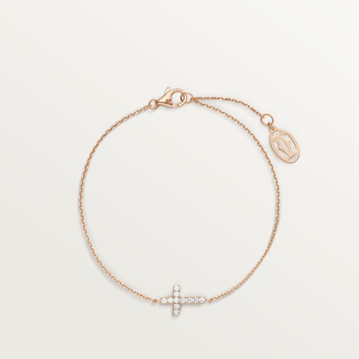 CRB6040200 - Symbols bracelet - Pink gold, diamonds - Cartier Bracelet Rose Gold, Symbolic Jewelry, Cross Bracelet, Rose Gold Bracelet, Bracelet Collection, Pink Bracelet, Diamond Bracelets, Pink Diamond, Heart Bracelet