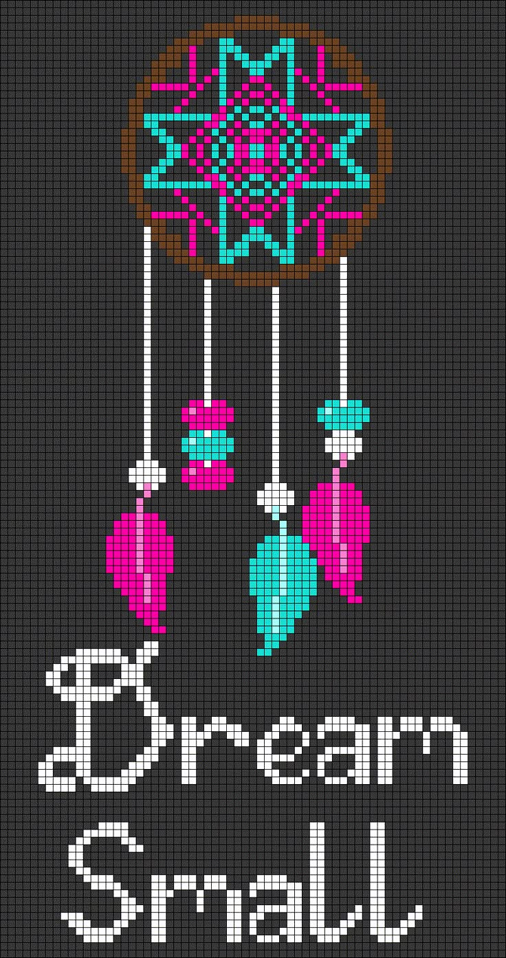 a cross - stitch pattern with the words dream small and an image of two hearts hanging from strings