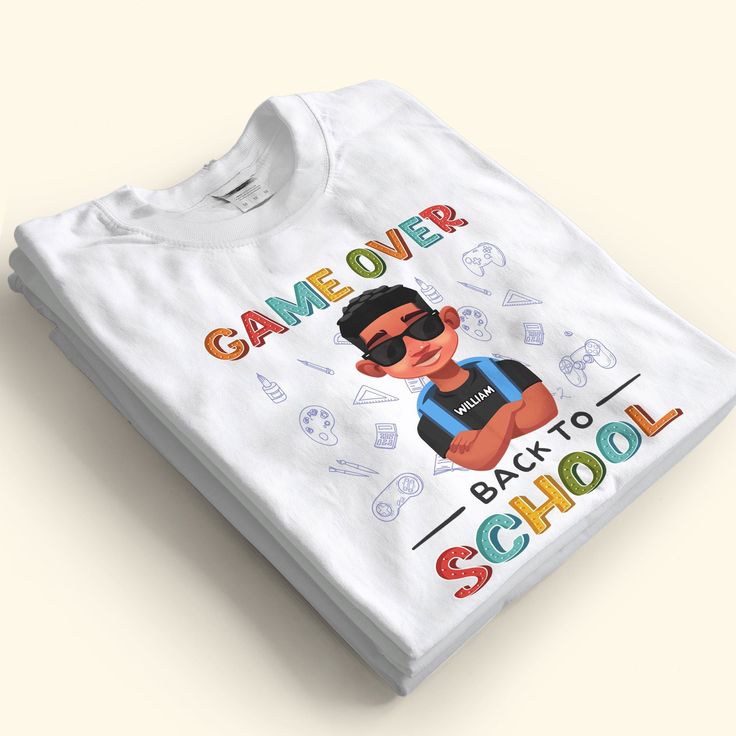 As summer ends, get them excited for the new school year with this personalized back to school tee. The soft, comfy fabric will keep them cozy whether heading to class or studying at home. This back to school-themed shirt is a great gift for any student starting a new grade. Give it to your child on the first day or your niece who just moved up to middle school. It makes a thoughtful back to school, birthday or holiday gift. Give them the gift of comfort and self-expression with this personalize Cotton T-shirt With Letter Print For School, Fun T-shirt For End Of School Year, Fun Short Sleeve T-shirt For School, Trendy School T-shirt With Crew Neck, Back To School Text Print Crew Neck T-shirt, Custom Print Short Sleeve T-shirt For School, Back To School Letter Print Crew Neck T-shirt, Cotton T-shirt For College And Back To School, Cotton T-shirt For College, Back To School