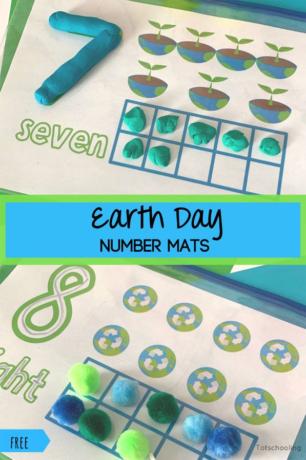 the earth day number mats are great for kids to practice counting and matching numbers with their own hands